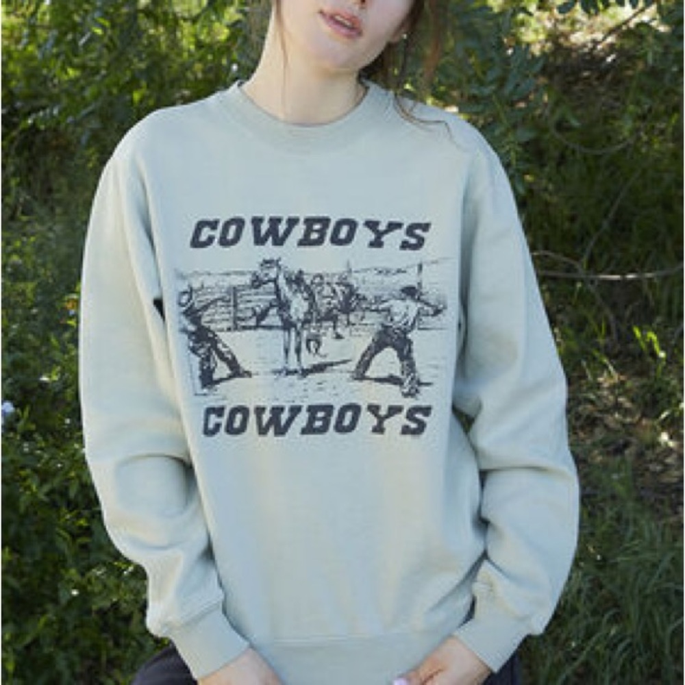 John Galt Cowboy Western Crew Neck Sweatshirt Pullover Top Rodeo Brandy Melville - Picture 8 of 10